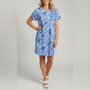 Lilly Pulitzer Blue and White Geometric Mini Dress